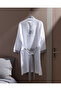 Cherina Muslin 100% Cotton Women's Bathrobe - White/Gray - 2