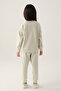 Girl's Cream Tracksuit Set - 5