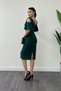 Crepe Fabric Drawstring Detail Pencil Dress - Zimrute Green - 5