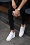 Men's Leather Laceless Casual Sneaker – White - 3