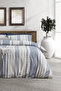 Semnoz Double Cotton Pcs Jacquard Bed Sheet Pcs Duvet Cover Set - Gray/Navy Blue