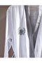 Cherina Muslin 100% Cotton Women's Bathrobe - White/Gray - 3