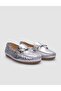 100% Genuine Leather Gray Women's Shoes with Bow Detail - 2