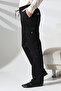 Men's Plane Side Pocket Elastic Waist Hajj and Umrah Cargo Pants Black