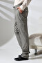 Men's Cargo Pants with Side Pockets and Elastic Waist for Hajj and Umrah, Gray