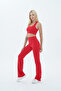 Aero Motion - Red High Waist Push-Up Recovery Flared Leggings - 4
