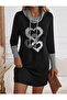 Women's Long Sleeve Turtleneck Lace up Two Thread Dress - 4