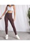 High Waist Ribbed Knitted Gathering Leggings - 3