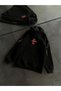 Three-thread hooded printed oversize sweatshirt - black - 3