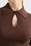 10637 Polo Neck Buttoned Corded Fabric Knitwear Sweater - 6