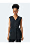 Double Breasted Long Sleeveless Vest with Belt Metal Accessories - 3