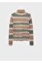 Striped sweater with stand collar - 3