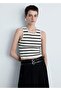 Striped Knitwear Crop Blouse