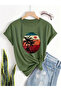 Women's Short Sleeve Palm Printed Viscose T-Shirt - 4