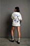 White Unisex Oversize Printed Crew Neck T-Shirt - 3