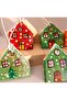Wooden House Shaped Christmas Tree Ornament - Set of 6 - 2