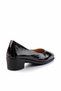 Black Wrinkled Patent Leather Genuine Leather Women's Classic Heeled Shoes K01456322308 - 4
