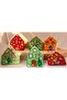 Wooden House Shaped Christmas Tree Ornament - Set of 6