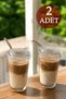 2 Pieces 400 ml Origami Style Glass Cup with Glass Straw |   Coffee and Presentation Cup |   Soft Drink Glass - 2