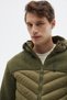 Men's Khaki Quilted Hooded Coat with Plush Detailing - 4