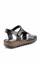 Black Genuine Leather Women's Sandals K05907200003 - 4