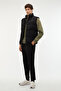 Men's Black Straight Fit Elastic Waist Pants