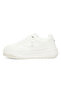 Women's White Low-Top Sneakers - Chunky Outsole With Foam Padding, Minimalist Lace-Up Design - 2
