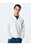 Long Sleeve Cotton Blend Raster Basic Half Zip Sweatshirt - 2
