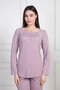 Women's Plus Size Long Sleeve Guipure Detailed Melisa Fabric Pajama Set 75% Cotton 25% Viscose - 4