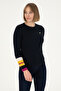 Women's Navy Blue Crew Neck Sweater 50297099-Vr033 - 3