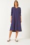 Women's Navy Blue V-Neck Striped Long Dress 8146 60351334 - 3