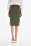 Women's Khaki Crepe Pencil Skirt - 3