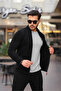 Men's Black Fleece Winter Thick Full Zipper Cotton Fabric Fleece Jacket - 3