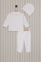 Baby Boy Crew Neck Pigment Printed Winter Regular Fit White Baby Set Usb2023-C-V1 - 4