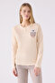 Women's Cream Long Sleeve Pajama Set - 2