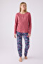 Women's Pink Long Sleeve Pajama Set - 3