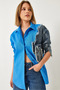 Women's Blue Denim Patchwork Single Pocket Shirt 2669 60351324