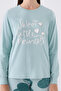 Women's Blue Long Sleeve Pajama Set - 4