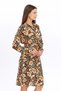 Apsen Women's Tan Floral Patterned Front Buttoned Viscon Dress 4426-100 - 3
