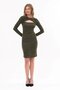 Apsen Women's Khaki Windowed Long Sleeve Detailed Short Winter Knitwear Dress 4463-95 - 4