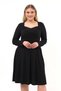 Apsen Women's Black Pentagonal Collar Long Sleeve Detailed Midi Knitted Dress 4464/110 - 7
