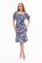 Apsen Women's Navy Blue Boat Neck Gathered Flounce Detailed Midi Summer Dress 4473-105 - 2