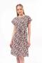 Apsen Women's Coffee Belted Crew Neck Off Shoulder Midi Dress4443-105 - 5