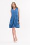 Apsen Women's New Season V-Neck Skirt with Ornamental Buttons and Ruffles Indigo Short Dress 4472-95 - 3
