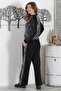 Black-Leopard Bomber Collar Zippered Hidden Pocket Casual Knitted Top and Bottom Set 68-102 52-58 - 7