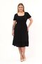Apsen Women's Black Square Neck Ruffle Detailed Midi Length Summer Viscon Dress 4467-110