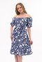Apsen Women's Navy Blue Boat Neck Gathered Flounce Detailed Midi Summer Dress 4473-105 - 5