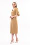Apsen Women's Camel Slit Detailed Pentagonal Neck Midi Crepe Dress 4444-120 - 5