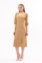 Apsen Women's Camel Slit Detailed Pentagonal Neck Midi Crepe Dress 4444-120 - 3