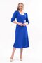 Apsen Women's Blue Slit Detailed Pentagonal Neck Midi Crepe Dress 4444-120 - 5